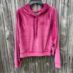 NWT Victoria’s Secret On Point Women’s XL Pink Velour Cropped Hoodie NEW